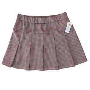 Olive & Oak Pleated Mini Skirt Plaid Small S Preppy School Girl NWT Houndstooth